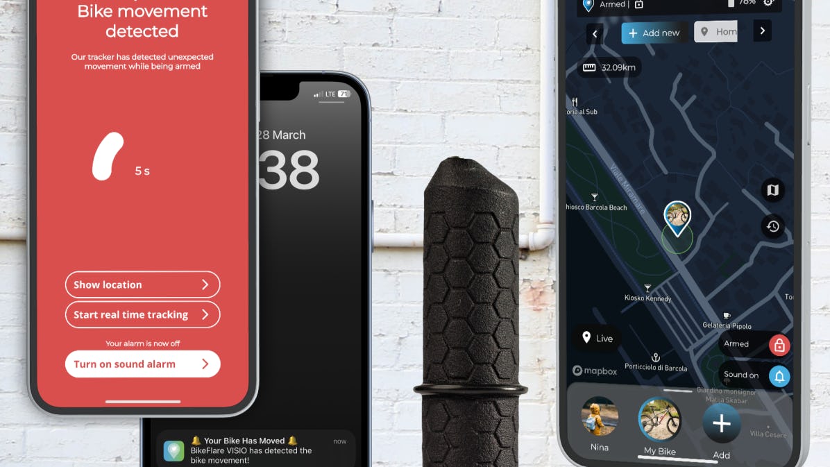2023 has seen a particular large number of new companies entering the anti-theft market or updating existing services. – Photo BikeFlare Visio