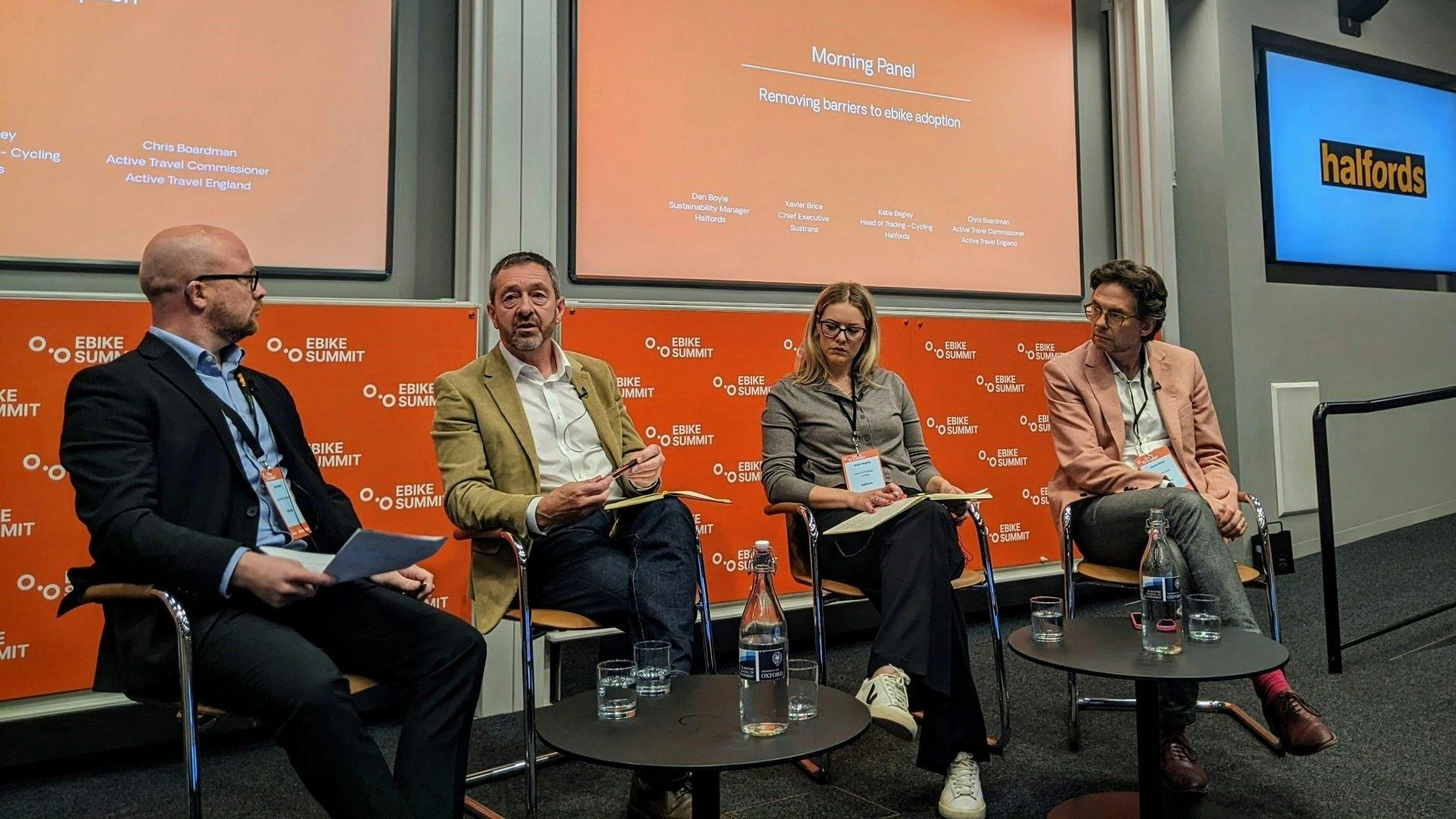 During the summit, one panel of speakers including Chris Boardman of Active Travel England explored why the UK’s e-bike market has under-indexed against other core cycling categories, and other comparable EU markets. – Photo Richard Scrase