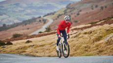 Male cyclist riding outdoors