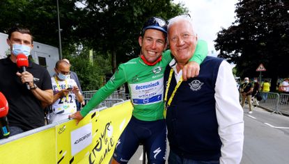 Mark Cavendish and team boss Patrick Lefevere at the Tour de France