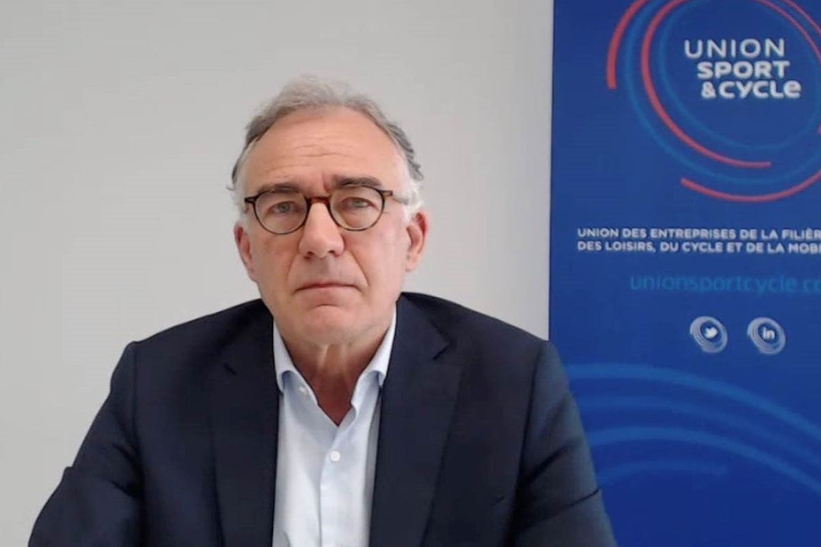 Jérôme Valentin, president of the Union Sport & Cycle, during the videoconference held mid-May, in Paris. - Photo Michel de Chavanon